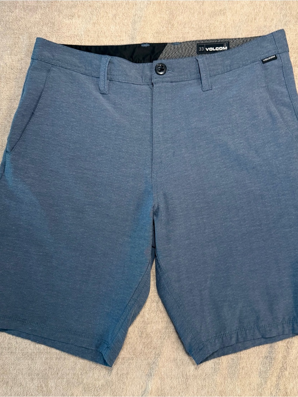 Volcom Men's Slate Blue Flat-Front Hybrid Shorts